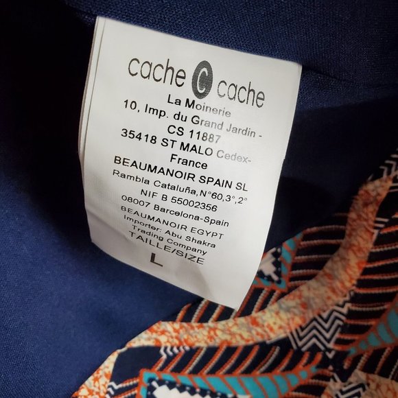 Cache Cache Womens Viscose Open Front Blazer Jacket Kimono L Ethnic Orange Blue - Picture 7 of 13